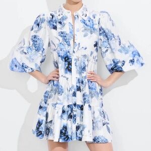 Unworn Alice + Olivia Junia Floral Embroidered Collar Mini Shirtdress